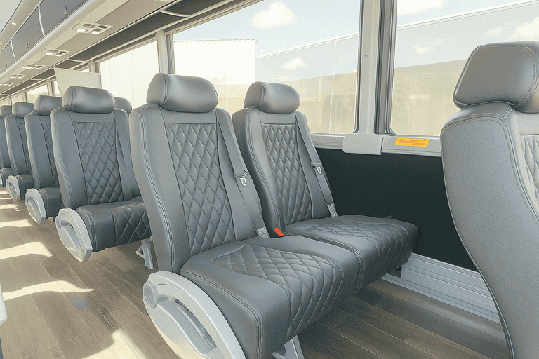 interior of Bossier City Coach Bus Service charter bus