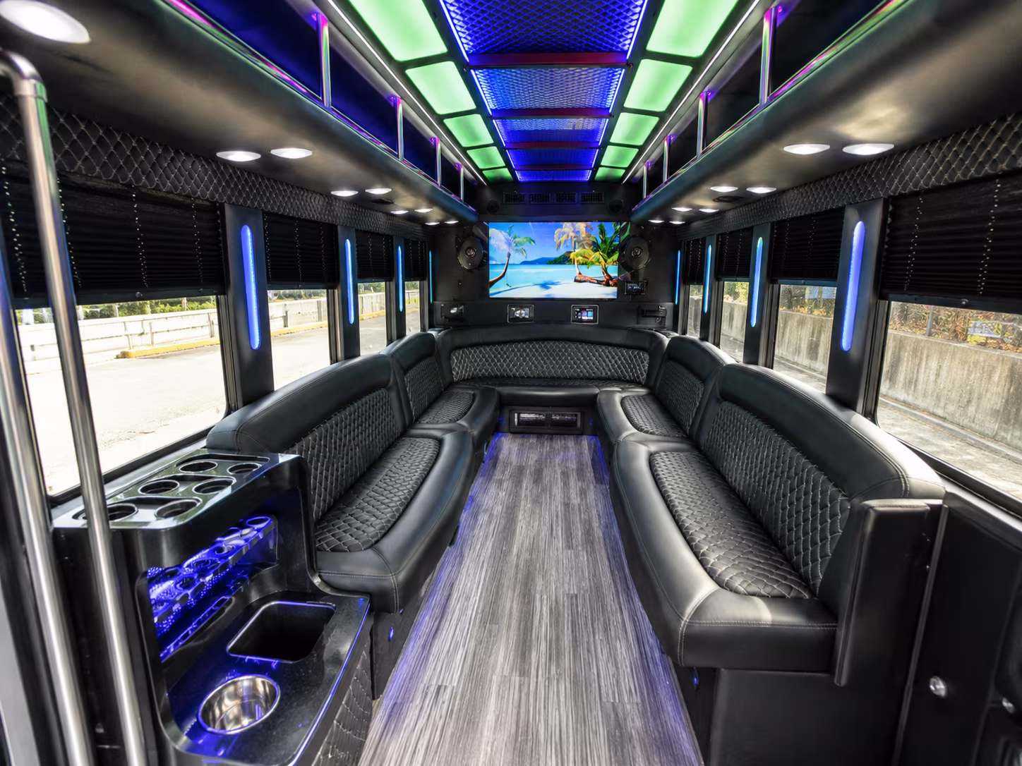 bossier city 18 passenger party bus inside