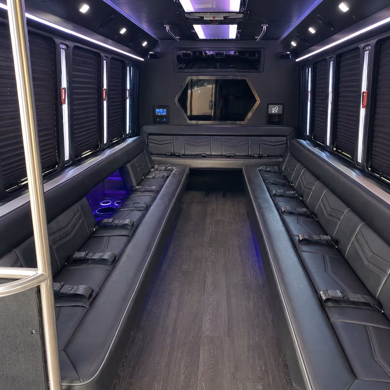 bossier city 18 passenger party bus interior