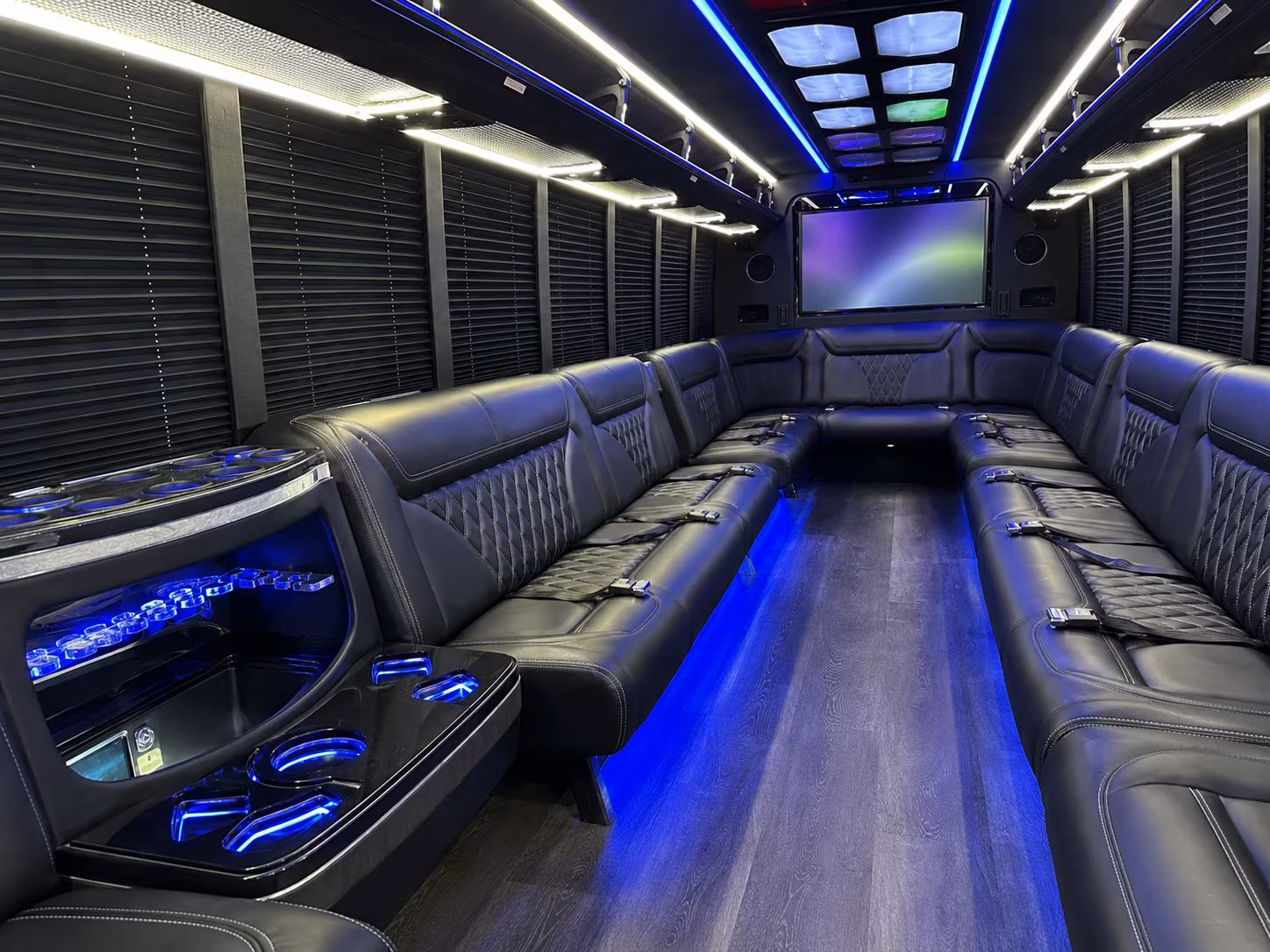 bossier city 20 passenger party bus inside