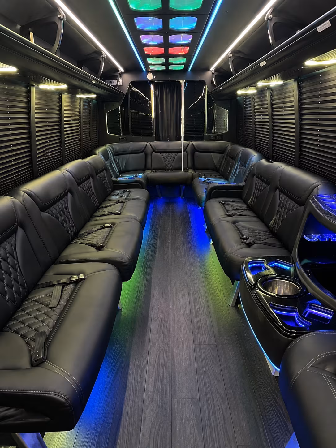 bossier city 20 passenger party bus interior