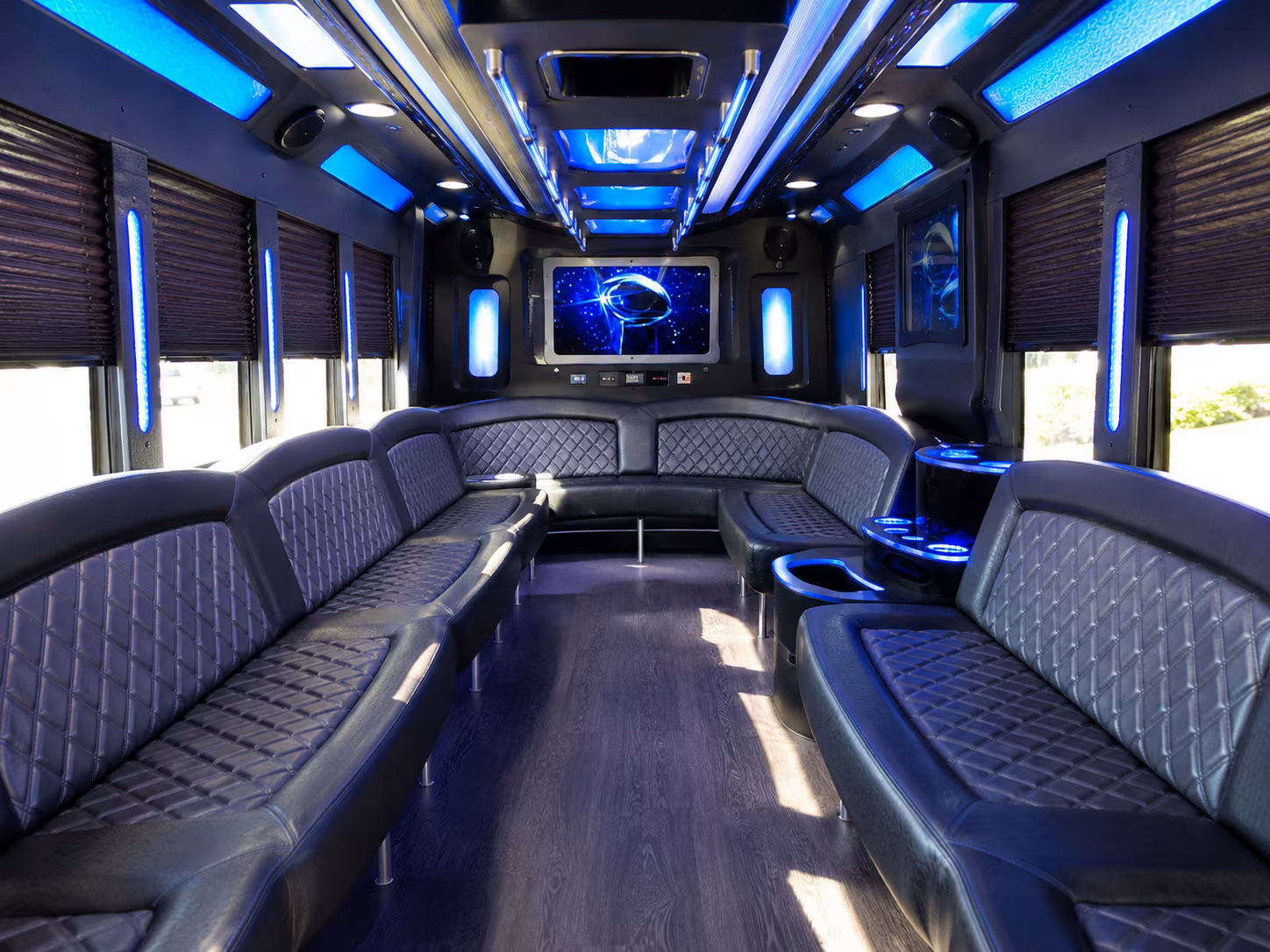 bossier city 28 passenger party bus inside