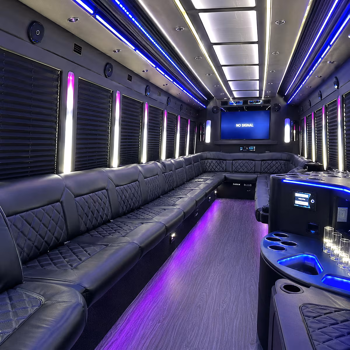 bossier city 30 passenger party bus inside
