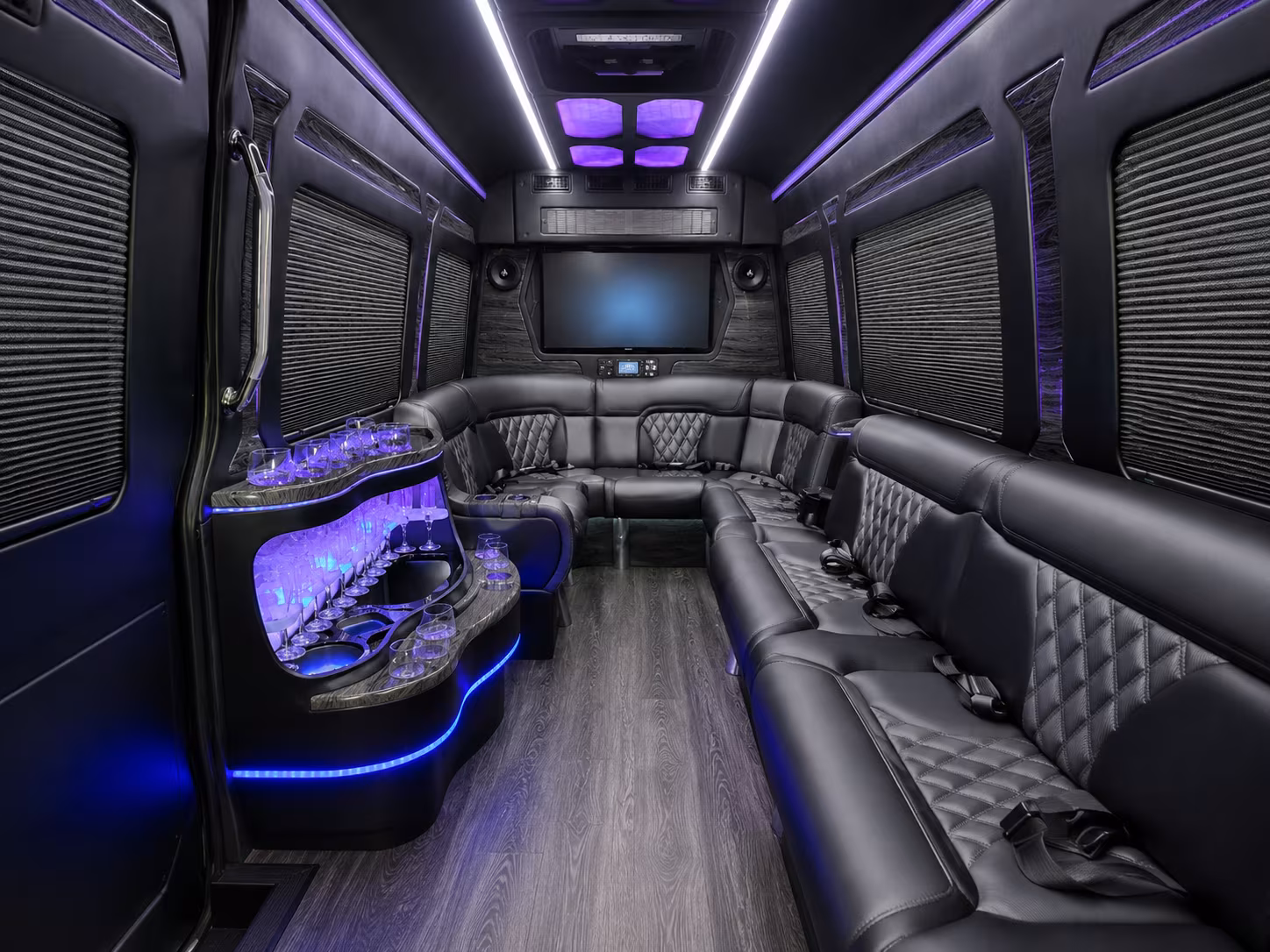 bossier city 40 passenger party bus inside