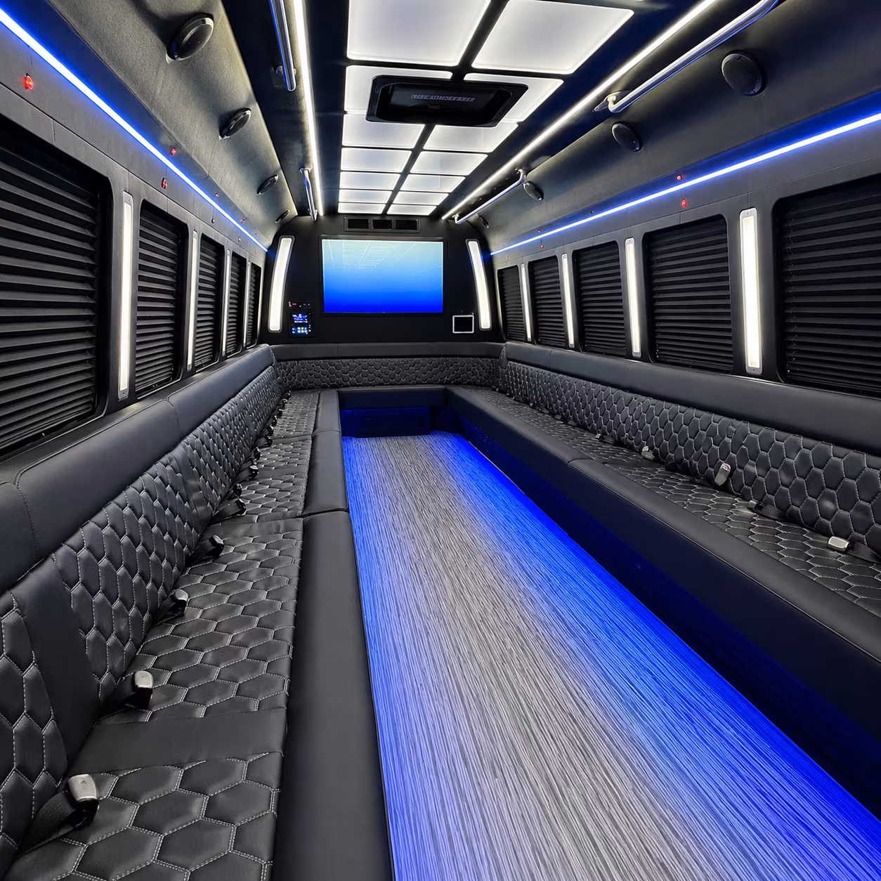 bossier city 50 passenger party bus inside